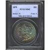 Image 1 : 1879 S$1 MS65 PCGS. The obverse has rich sea-green, gold, and violet patina, while the reverse is es