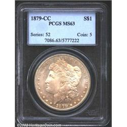 1879-CC S$1 MS63 PCGS. Perfect Dies. Fully lustrous with nice definition and a light greenish-russet