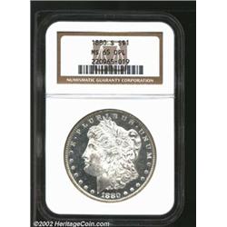 1880-S S$1 MS65 Deep Mirror Prooflike NGC. A razor-sharp Gem that has stunning contrast between the.