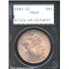 Image 1 : 1881-CC S$1 MS65 PCGS. Lustrous, pale gray surfaces with a somewhat subdued appearance. There are so