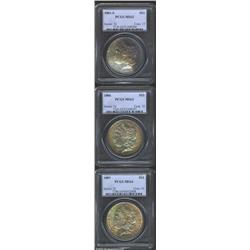1881-S S$1 MS62 PCGS, plum and greenish-gold obverse bag toning with nice definition; 1886 MS63 PCGS