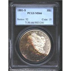 1881-S S$1 MS66 PCGS. The strike is bold and the minimally abraded surfaces display considerable ref