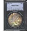 Image 1 : 1883-CC S$1 MS66 PCGS. Dynamic gold, violet, powder-blue, and olive-green patina. There is a dash be