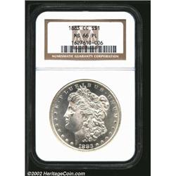 1883-CC S$1 MS66 Prooflike NGC. Nice reflective surfaces with a near Deep Mirror reverse. The luster