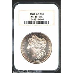1883-CC S$1 MS65 Deep Mirror Prooflike NGC. The surfaces are minimally marked and the strike is bold