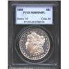 1885 S$1 MS65 Deep Mirror Prooflike PCGS. The surfaces show light abrasions with a hint of golden pa