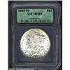 1885-CC S$1 MS65 ICG. Frosty surfaces with a few light contact marks, hint of golden patina, and a s
