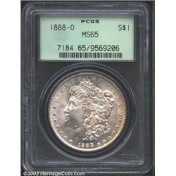 1888-O S$1 MS65 PCGS. The right obverse border has yellow-green patina. Typically struck in the cent
