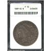1889-CC S$1 Fine 12 ANACS. The rim has minor abrasions at 3 and 4 o'clock on the obverse, and 1 and.