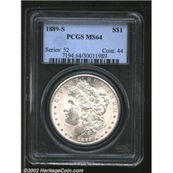1889-S S$1 MS64 PCGS. VAM-7. The mintmark is sharply repunched within the upper loop. A lustrous nea