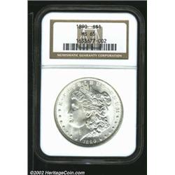 1890 S$1 MS65 PCGS. A brilliant and lustrous Gem with a reasonable strike and immaculate surfaces. T