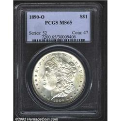 1890-O S$1 MS65 PCGS. A spike (as struck) emerges from the left side of the eagle's neck. A lustrous