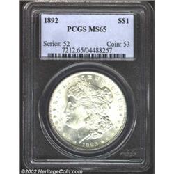 1892 S$1 MS65 PCGS. A smooth-cheeked example of this scarce issue from this challenging decade for M