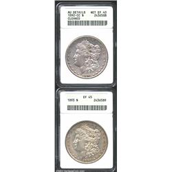 1892-CC S$1--Cleaned--ANACS. AU Details, Net XF40, the margins have hints of luster, a stone-gray re