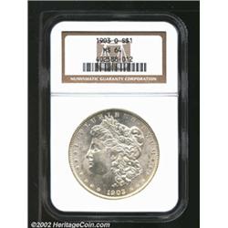 1903-O S$1 MS64 NGC. Golden toning enhances minimally marked surfaces with near-perfect definition..