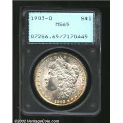 1903-O S$1 MS65 PCGS. Lovely golden-brown peripheral patina. A lustrous Gem that has a sharp strike.