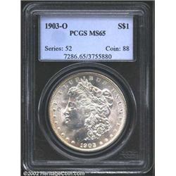 1903-O S$1 MS65 PCGS. The obverse border has a hint of apricot patina. A well preserved and flashy G