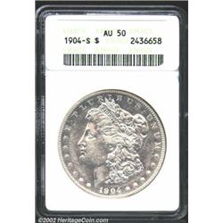 1904-S S$1 AU50 ANACS. A bright and essentially brilliant representative that has a few wispy obvers