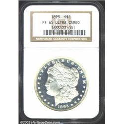 1893 S$1 PR65 Ultra Cameo NGC. Only 792 proofs were produced of this issue, fewer than the number st