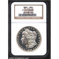 1894 S$1 PR67 Cameo NGC. The 1894 proof has always been more eagerly sought after because of the low