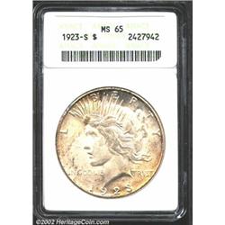 1923-S S$1 MS65 ANACS. Much better defined than the usually seen 1923-S Dollar with strong definitio