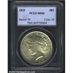 1925 S$1 MS66 PCGS. Golden patina over full underlying luster with fully struck devices and a few no