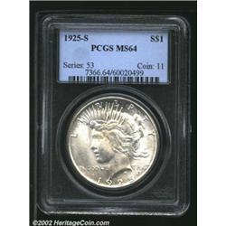 1925-S S$1 MS64 PCGS. A lustrous and lightly toned near-Gem with a decent strike. Carefully preserve