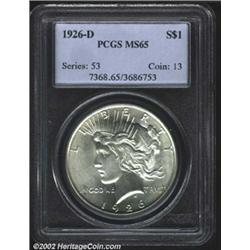 1926-D S$1 MS65 PCGS. Light golden toning with a sharp strike and light scrapes on Liberty's neck th
