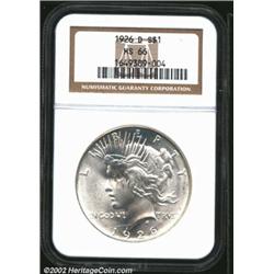 1926-D S$1 MS66 NGC. A well struck, brilliant, and lustrous Gem that has beautifully preserved surfa