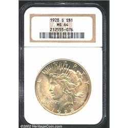 1928-S S$1 MS64 NGC. Light apricot patina. A nicely struck near-Gem that has well preserved surfaces