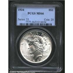 1934 S$1 MS66 PCGS. The 1934 is a lower mintage issue with only 954,057 pieces produced. It is also.