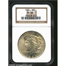 1935 S$1 MS65 NGC. A sharply struck Gem with flashy luster and a seemingly pristine cheek. A pleasin
