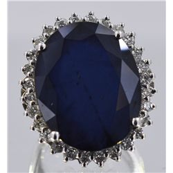 Blue Sapphire W/ Diamond Ring