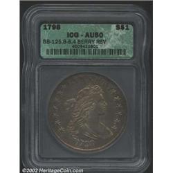 1798 S$1 Large Eagle, 13 Arrows AU50 ICG. B-8, BB-125. R.2. This is the so-called "Misoriented Star.