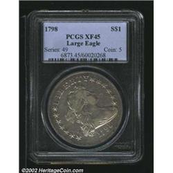 1798 S$1 Large Eagle XF45 PCGS. B-9, BB-121, R.4. Attractive, untoned steel-gray surfaces, with trac