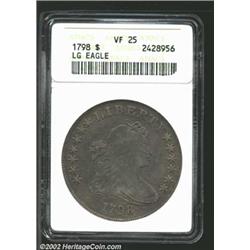 1798 S$1 Large Eagle VF25 ANACS. B-13, BB-108, R.3. Medium gray surfaces, predominantly smooth. Cent