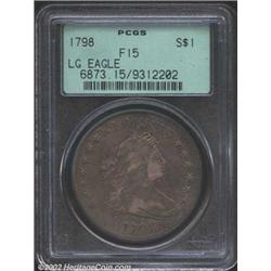 1798 S$1 Large Eagle Fine 15 PCGS. B-15, BB-112, R.3. Deep lavender patina, with a lighter lilac col