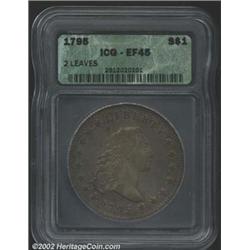 1795 S$1 Flowing Hair, Two Leaves XF45 ICG. B-9, BB-13, R.4. This variety is considered very scarce.