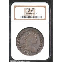 1796 S$1 Small Date, Small Letters VF25 NGC. B-1, BB-66, R.4. This scarcer variety shows star 1 poin