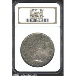 1796 S$1 Small Date, Small Letters AU50 NGC. B-2, BB-63. R.4. This variety is very scarce, and this.