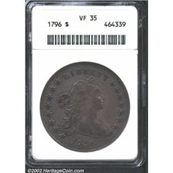 1796 S$1 Small Date, Large Letters VF35 ANACS. B-4, BB-61, R.3. Most easily attributed by the die do