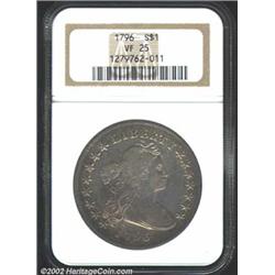 1796 S$1 Small Date, Large Letters VF25 NGC. B-4, BB-61, R.3. The central devices are noticeably wor