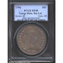 1796 S$1 Large Date, Small Letters XF40 PCGS. B-5, BB-65, R.4. The die lump by the I in AMERICA is e