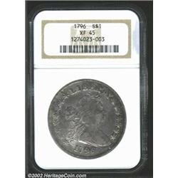 1796 S$1 Large Date, Small Letters XF45 NGC. B-5, BB-65, R.4. A choice, originally toned example of.