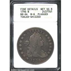 1796 S$1 Small Date, Large Letters--Plugged, Tooled, Whizzed--ANACS. Fine Details, Net VG8. B-6, BB-