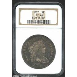 1797 S$1 9x7 Stars, Large Letters XF45 NGC. B-1, BB-73. R-3. There are three varieties of Dollars da