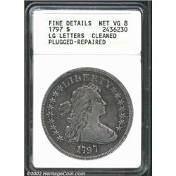 1797 S$1 9x7 Stars, Large Letters--Cleaned, Plugged, Repaired--ANACS. Fine Details, Net VG8. B-1, BB