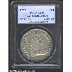 1797 S$1 9x7 Stars, Small Letters AU53 PCGS. B-2, BB-72. R-4. In our January FUN sale we offered an.