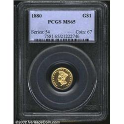1880 G$1 MS65 PCGS. At first glance, this lovely Gem has the appearance of a cameo proof. Not from p