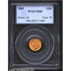 1883 G$1 MS65 PCGS. Among the more available Type Three gold dollars, the 1883 is still a popular is